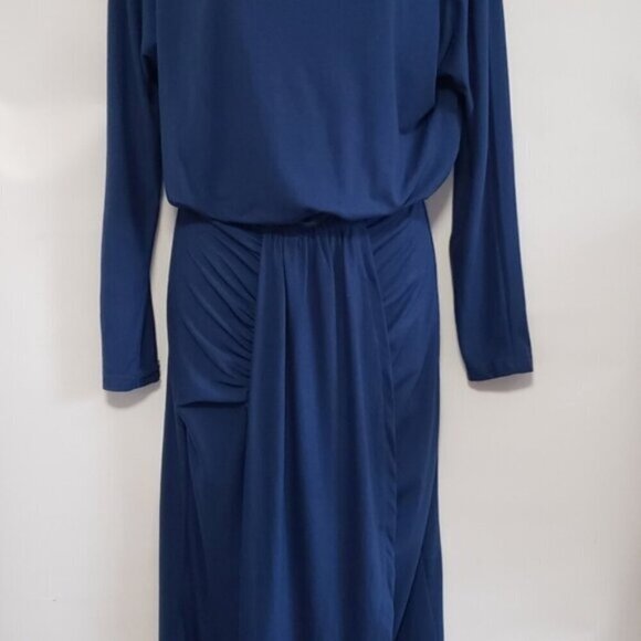 New Women's Pretty Garden Dress Blue Size Medium Long Sleeve - Picture 3 of 13